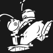 groncho D: a black and white drawing of groncho from the trading card artwork for buddy simulator 1984, mid-pose, seemingly glitching and anguished.